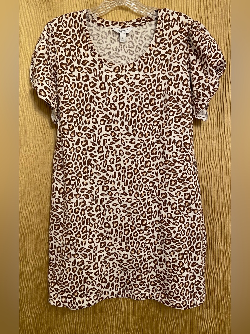 Nine West Cream and Brown Leopard Print Mini Dress